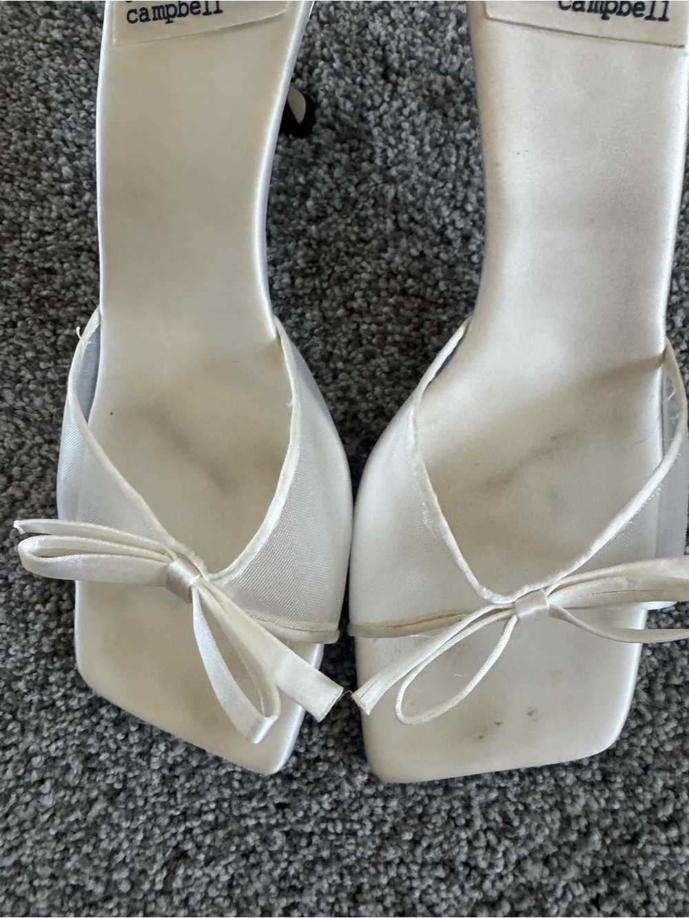 Jeffrey Campbell Ivory Satin Bow Slide Mules - Picture 6 of 7